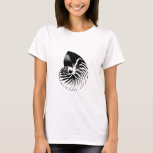 Nautilus-Schnecke - schwarz und weiß T-Shirt