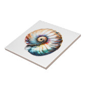 Nautilus seashell iridescent 3D Strand nautische Fliese (Seite)
