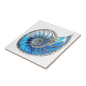 Nautilus seashell Ocean Blue 3D Diamant Shimmer Fliese (Seite)