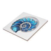 Nautilus seashell Ozean blauer 3D Strand nautisch Fliese (Seite)