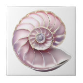 Nautilus seashell rosa 3D Strand Meer nautisch Fliese (Vorderseite)