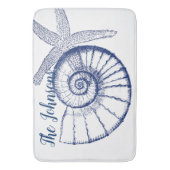 Nautilus Seashell & Starfish Marine Life Custom Badematte (Vorderseite Vertikal)