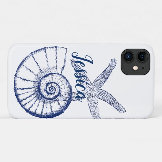 Nautilus Seashell & Starfish Marine Life Custom Case-Mate iPhone Hülle (Rückseite (Horizontal))