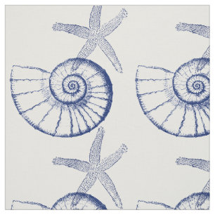 Nautilus Seashell & Starfish Marine Life Custom Fa Stoff