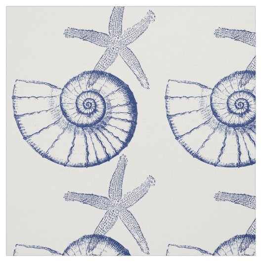 Nautilus Seashell & Starfish Marine Life Custom Fa Stoff (Muster)