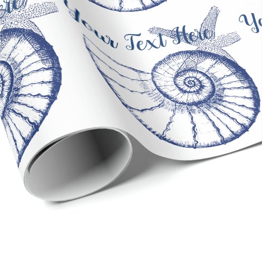 Nautilus Seashell & Starfish Marine Life Custom Geschenkpapier (Rolleneckpunkt)