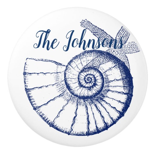 Nautilus Seashell & Starfish Marine Life Custom Keramikknauf (Vorderseite)