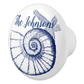 Nautilus Seashell & Starfish Marine Life Custom Keramikknauf (Rechts)