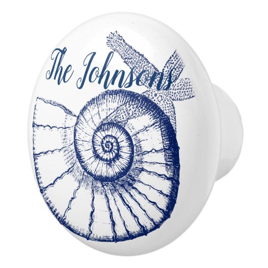 Nautilus Seashell & Starfish Marine Life Custom Keramikknauf (Rechts)