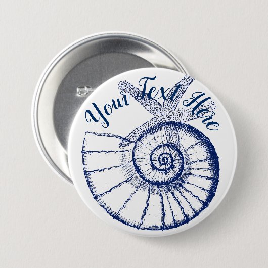 Nautilus Seashell & Starfish Meereslebewesen Button (Vorne & Hinten)