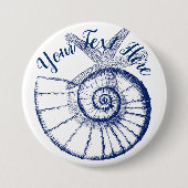 Nautilus Seashell & Starfish Meereslebewesen Button (Vorderseite)
