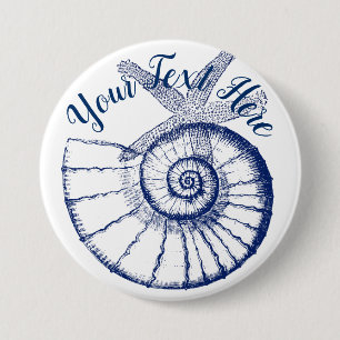 Nautilus Seashell & Starfish Meereslebewesen Button