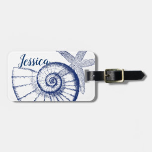 Nautilus Seashell & Starfish Meereslebewesen Gepäckanhänger