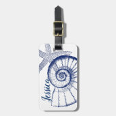 Nautilus Seashell & Starfish Meereslebewesen Gepäckanhänger (Vorderseite vertikal)