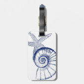 Nautilus Seashell & Starfish Meereslebewesen Gepäckanhänger (Rückseite vertikal)