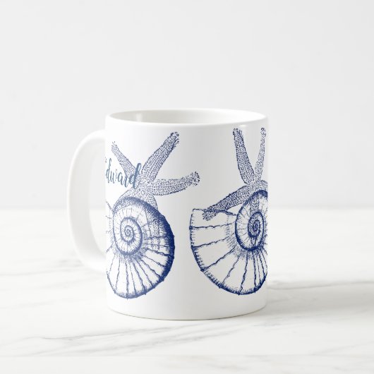 Nautilus Seashell & Starfish Meereslebewesen Kaffeetasse (Vorderseite Links)