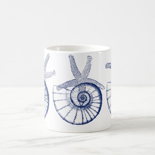 Nautilus Seashell & Starfish Meereslebewesen Kaffeetasse (Mittel)