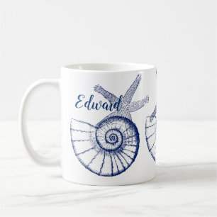 Nautilus Seashell & Starfish Meereslebewesen Kaffeetasse