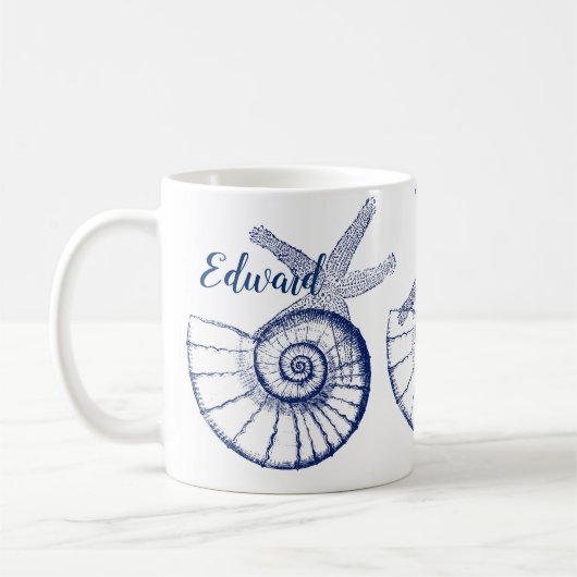 Nautilus Seashell & Starfish Meereslebewesen Kaffeetasse (Links)