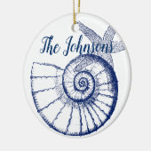 Nautilus Seashell & Starfish Meereslebewesen Keramik Ornament (Links)