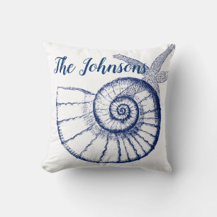 Nautilus Seashell & Starfish Meereslebewesen Kissen