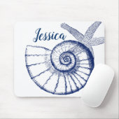 Nautilus Seashell & Starfish Meereslebewesen Mousepad (Mit Mouse)