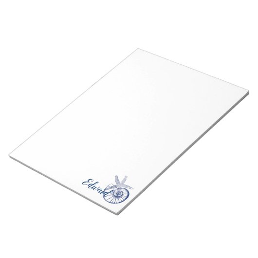 Nautilus Seashell & Starfish Meereslebewesen Notizblock (angewinkelt)