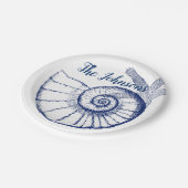 Nautilus Seashell & Starfish Meereslebewesen Pappteller (Schrägansicht)