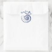 Nautilus Seashell & Starfish Meereslebewesen Runder Aufkleber (Tasche)