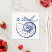 Nautilus Seashell & Starfish Meereslebewesen Serviette (Beispiel)