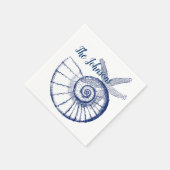 Nautilus Seashell & Starfish Meereslebewesen Serviette (Ecke)