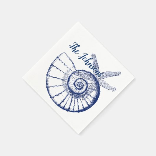 Nautilus Seashell & Starfish Meereslebewesen Serviette (Ecke)