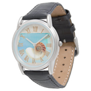Nautilus Seashell und Sand Armbanduhr