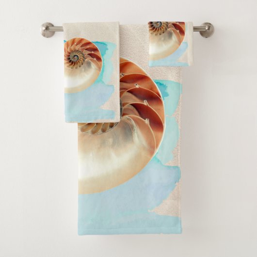 Nautilus Seashell und Sand Badhandtuch Set (Insitu)