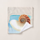 Nautilus Seashell und Sand Badhandtuch Set (Waschlappen)