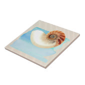 Nautilus Seashell und Sand Fliese (Seite)