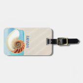 Nautilus Seashell und Sand Gepäckanhänger (Vorderseite horizontal)
