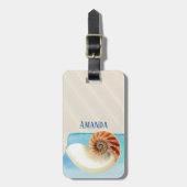 Nautilus Seashell und Sand Gepäckanhänger (Vorderseite vertikal)