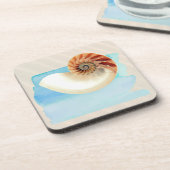 Nautilus Seashell und Sand Getränkeuntersetzer (Linke Seite)