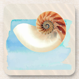 Nautilus Seashell und Sand Getränkeuntersetzer