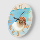 Nautilus Seashell und Sand Große Wanduhr (Winkel)