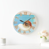 Nautilus Seashell und Sand Große Wanduhr (Zuhause)