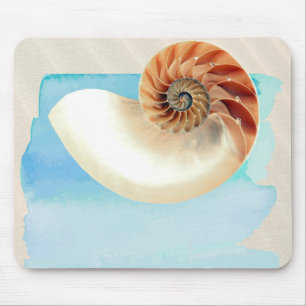 Nautilus Seashell und Sand Mousepad