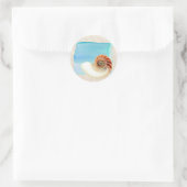Nautilus Seashell und Sand Runder Aufkleber (Tasche)