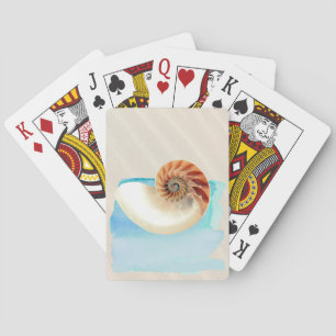 Nautilus Seashell und Sand Spielkarten