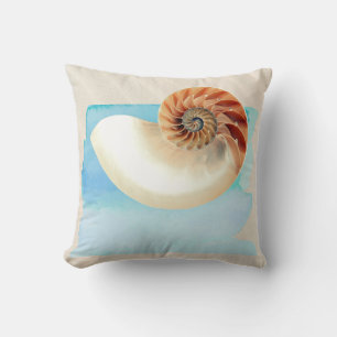 Nautilus Seashell und Sand Throw Kissen