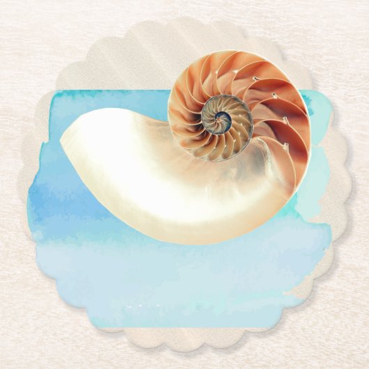 Nautilus Seashell und Sand Untersetzer (Vorderseite)