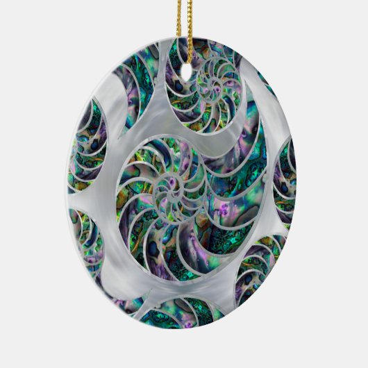 Nautilus Shell Abalone and Pearl Keramik Ornament (Rechts)