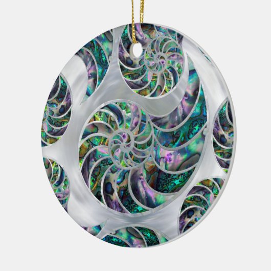 Nautilus Shell Abalone and Pearl Keramik Ornament (Links)