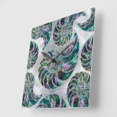 Nautilus Shell Abalone and Pearl Quadratische Wanduhr (Winkel)